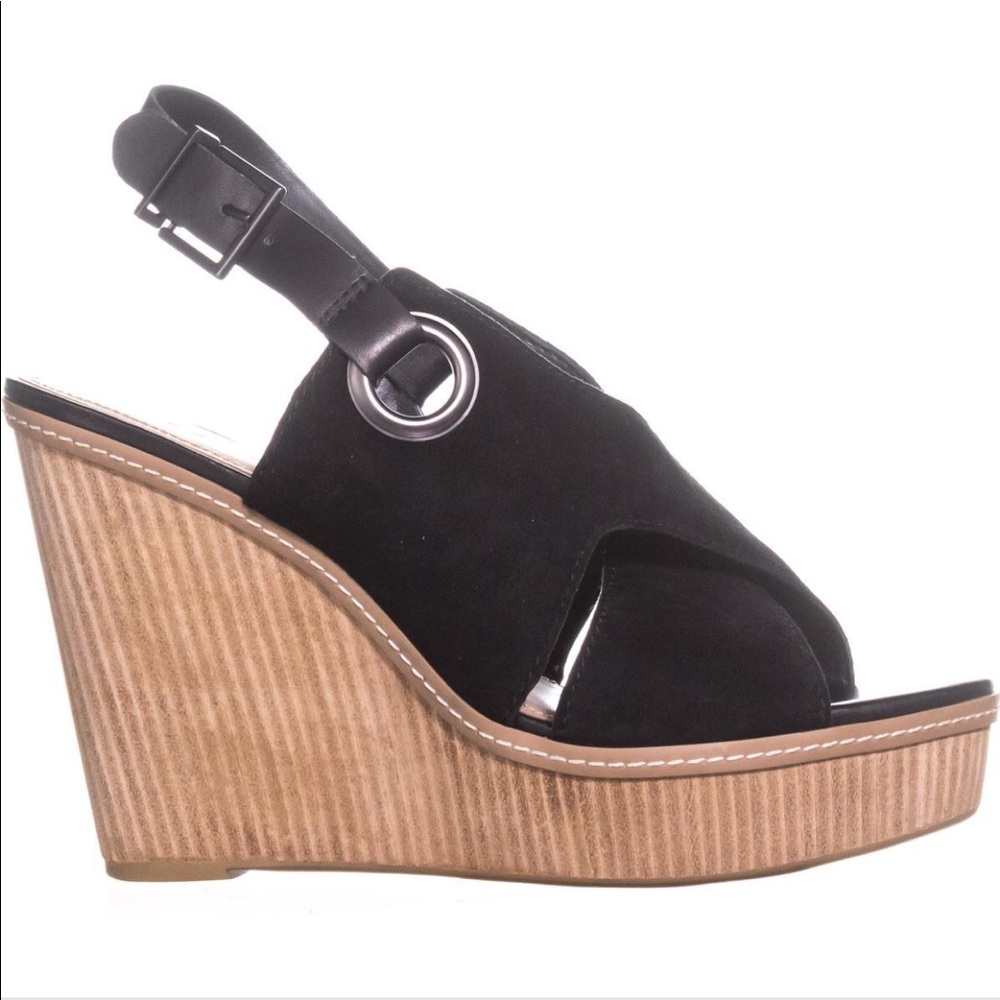 Metal Eyelet Genuine Suede Platform Wedge Heel - Picture 6 of 7